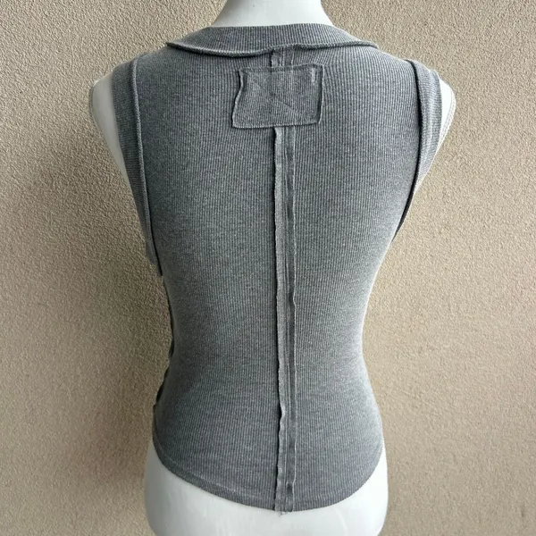 We the Free Classic Light Gray Tank Top Cotton Ribbed Fitted Size XS - Image 4