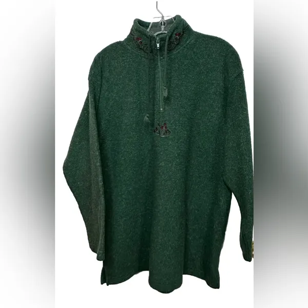 Victoria Secret Sweater Womens Pullover‎ Quarter Zip Green Country Casual Ladies - Image 3