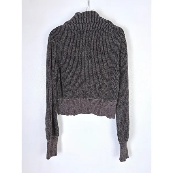 Varley Mentone Sweater XS Brown Marl Half Zip Cotton Ribbed Oversized Collar - Image 2
