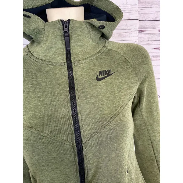 Nike Olive Green Hooded Zip Athletic Thumbholes Sleeves size XS - Image 5