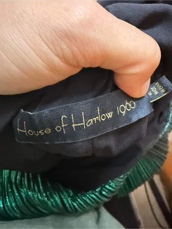 House of Harlow 1960 Farrah Metallic Emerald Green Midi Dress - Image 5