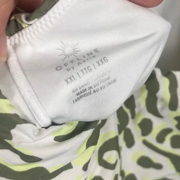 Offline by Aerie ruffle animal print athletic dress size XXL white green - Image 5