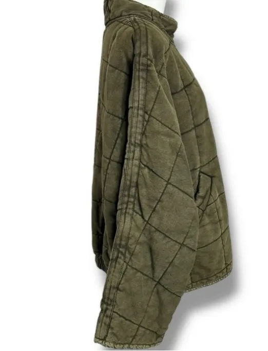 Free People Dolman Quilted Knit Jacket in Dusted Military Grunge Green Medium - Image 5