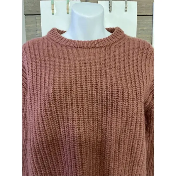 Wilfred Free Aritzia Cable Knit Crew Neck Wool Long Sleeve Sweater Mauve EUC - Image 2