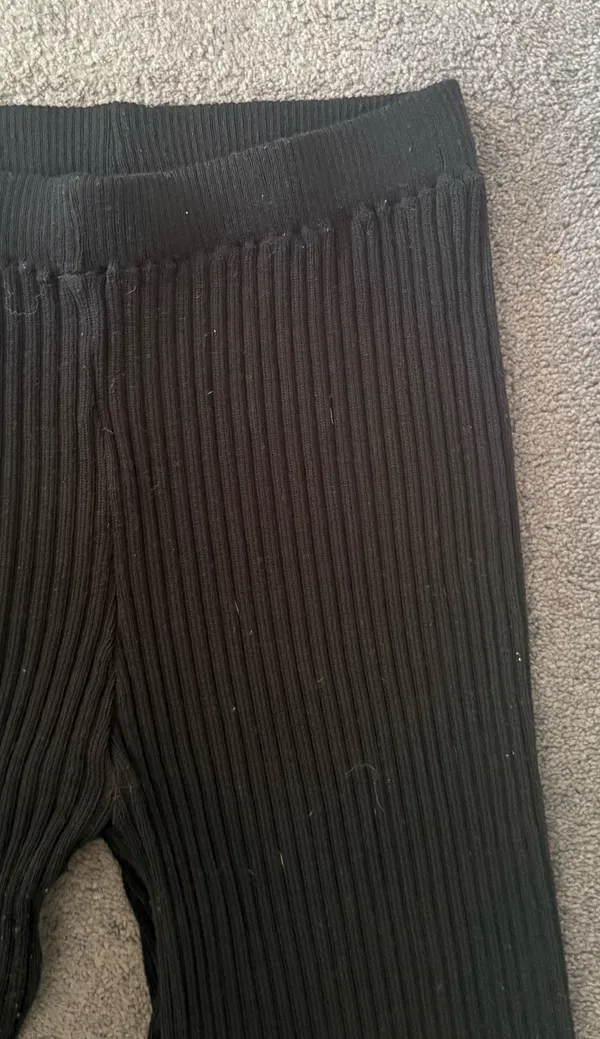 Zara black ribbed flare pants - Image 3