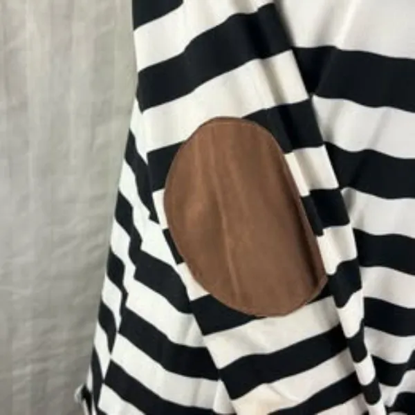 Reborn J Striped Long Sleeve Top with Brown Elbow Patches - Size Large - Image 8