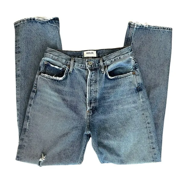Agolde Women’s 90’s Pinch Waist Lineup Wash Distressed Straight Leg Jeans Sz 27 - Image 3