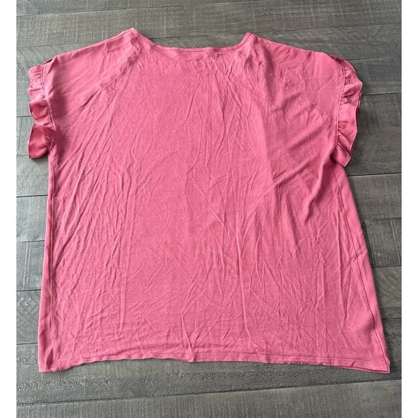 Loft Women's Pink Short Sleeve Blouse Size XL‎ - Image 5