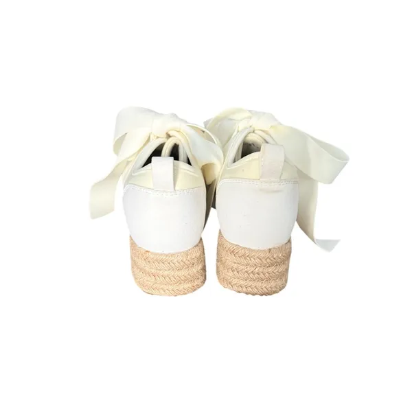 Menina Off White Satin Ribbon Bow‎ Espadrille Platform Sneakers Womens - Image 6
