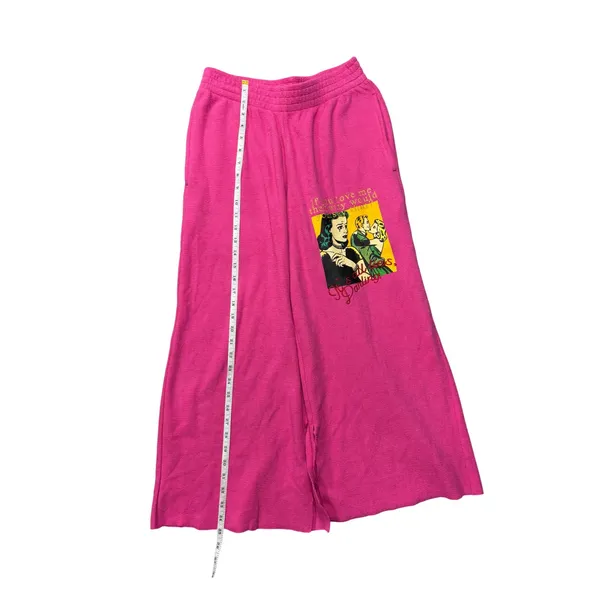 Boys Lie Sweatpants Small It's All Lies Darling Hot Pink Wide Leg Graphic Cherub - Image 11
