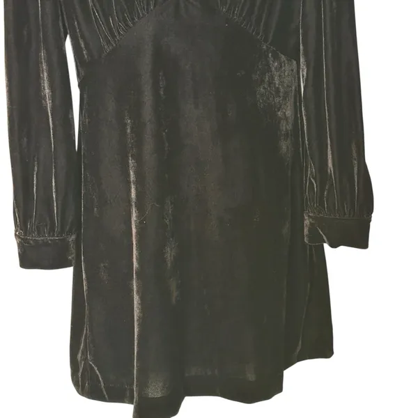 Zara Black Velvet babydoll Dress size L - Image 6