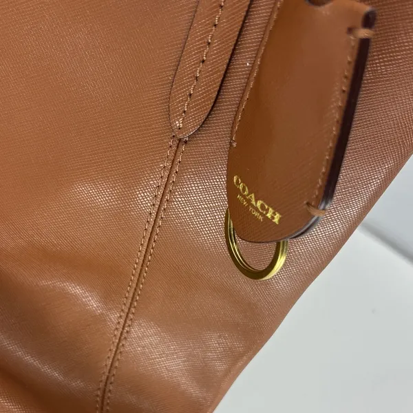 Coach Tan Leather Tote with Heart Scarf - Image 4