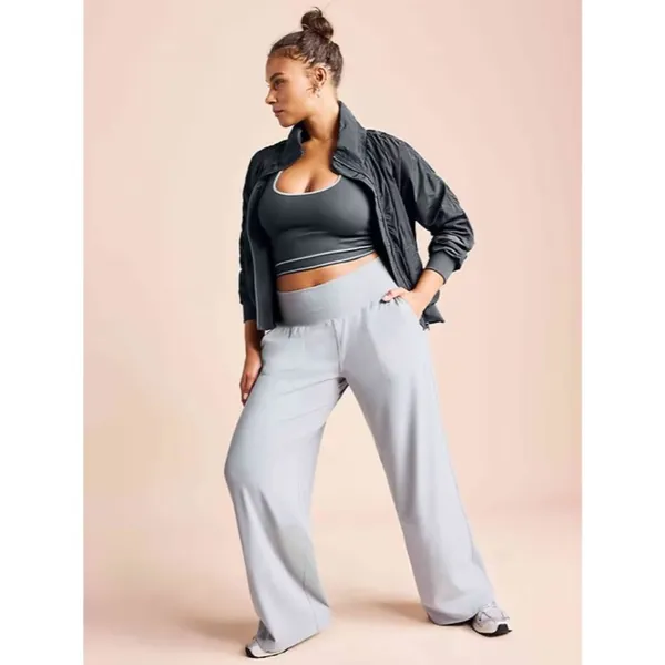 Athleta L Venice High Rise Wide Leg Pant Featherstone Grey Large Regular - Image 5