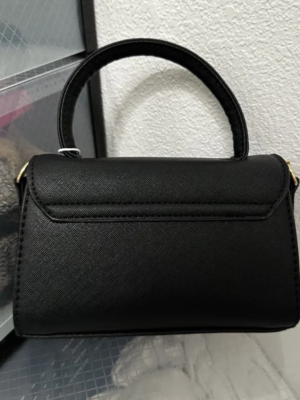 NWT Small Black Hand Bag With Cherry Gold Color Accents Magnet Closure Crossbody - Image 3