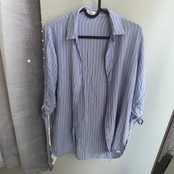 Blue white striped shirt blouse - Image 2