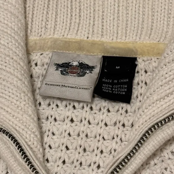 Harley Davidson Women’s Zip Up Sweater Size Medium Y2K Chunky Knit Pullover - Image 5