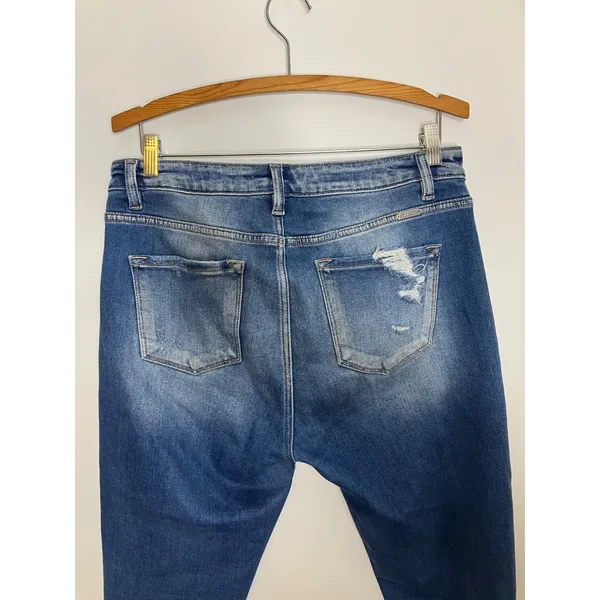 KanCan Kurvy Mid-Rise Ankle Skinny Jeans Womens 30 Blue Frayed Hem Distressed - Image 4
