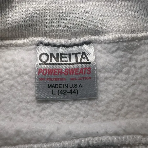 Vintage 90s Oneita Power-Sweats Bon Aire Crewneck Gray USA‎ Made Sweater Size L - Image 8