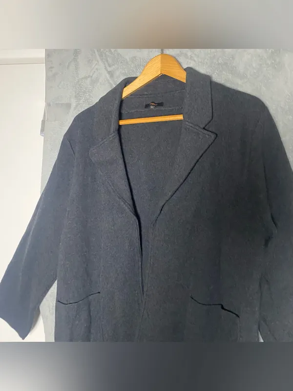 Quince Large 100% Organic Cotton Knit Blazer Grey Capsule Classic XL Minimalist - Image 4