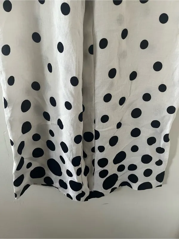 Chico's Black White Polka Dot Wide Leg Pants Medium Resort Coastal Office Summer - Image 4