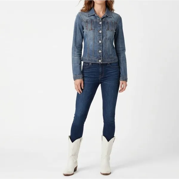 Vinatge Western jean Jacket SMALL BLUE Access AC-3998 spandex Denim - Image 2