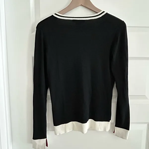 The Limited Colorblock Knit Top Black Cream Size M - Image 8