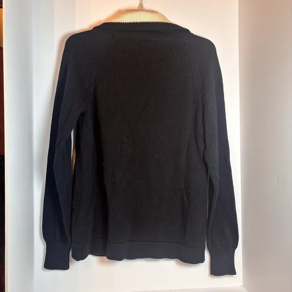 Lauren Jeans Co Ralph Lauren Sweater L Black Cream Cotton 1/4 Zip Pullover - Image 2
