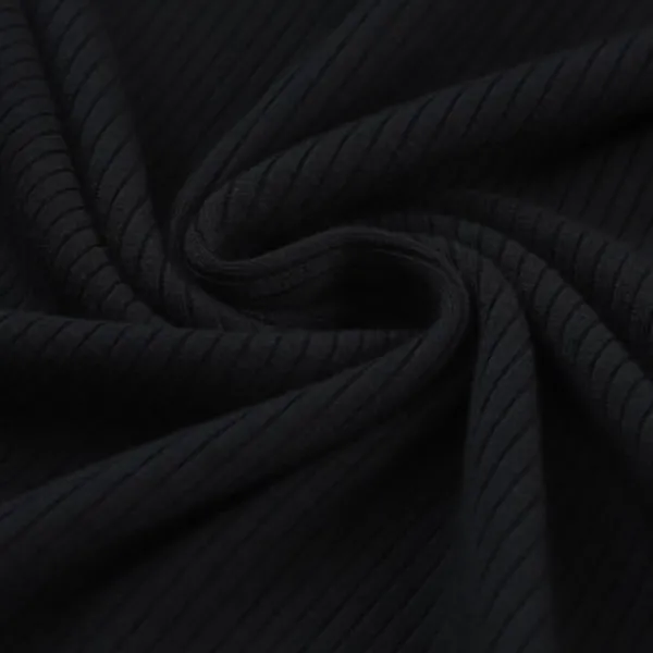 NEW Black Ribbed Top With Striped Mesh Long Sleeves - Image 11