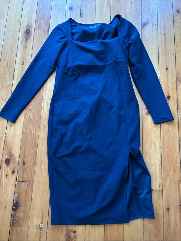 Beyond Yoga blue Impress Space Dye Long Sleeve Midi Dress Size large - Image 2