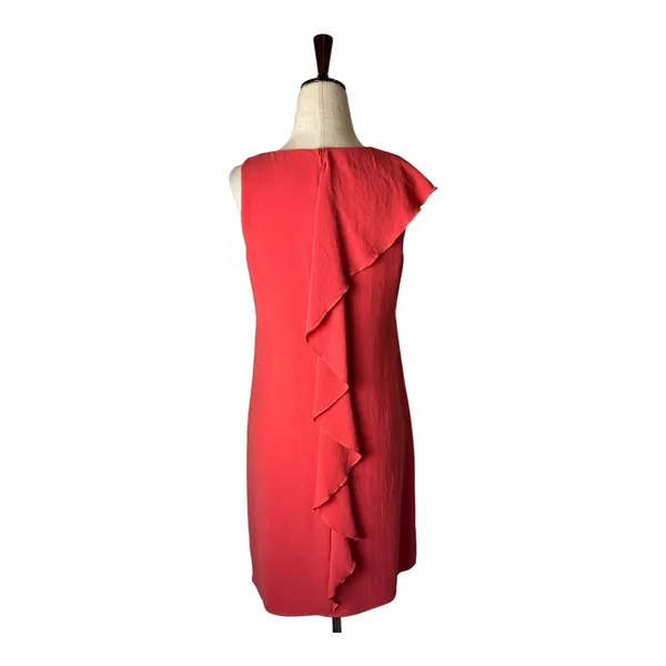 Adrianna Papell Dress Women 0‎ Pink Sleeveless Ruffle Front Party Cocktail Mini - Image 3
