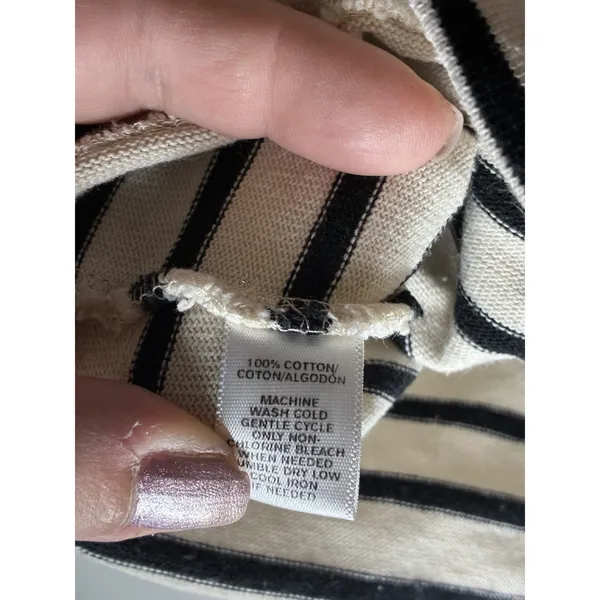 LOFT sleeveless tank top featuring classic black and ivory horizontal stripe SP - Image 4