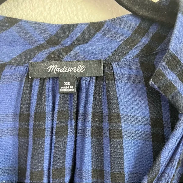 Madewell Highroad‎ Popover Shirt in Chelton Plaid Black Blue - Image 3