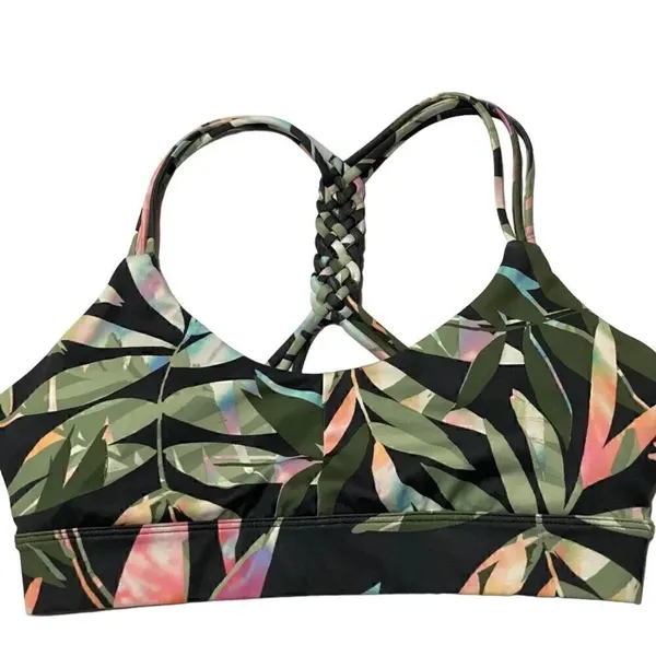 JoyLab Tropical Leaf Braided Racerback Sports Bra - Image 3
