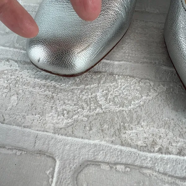 Madewell The Nettie Heeled Mary‎ Jane Womens 8.5 Bright Silver Metallic Leather - Image 10