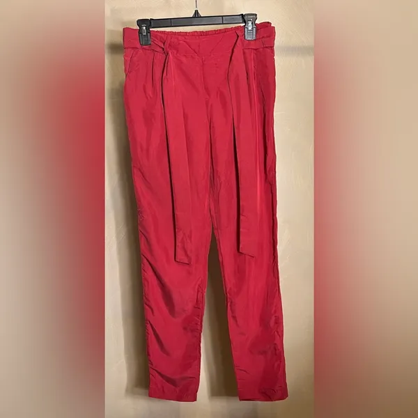 Old Navy Womens Strawberry Tropix High Rise Belted Paper Bag Pull-On Pants|Sz:S - Image 2