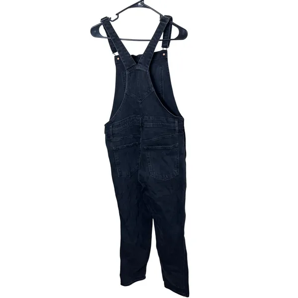 Old Navy Distressed Black Denim Overalls Ripped Knee Pockets Casual‎ Women's 8 - Image 5