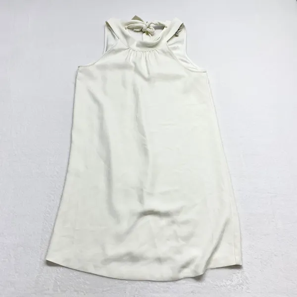 Joie Tie Neck Halter Shift Dress‎ Womens Size S Ivory White Mini Cocktail Crepe - Image 2