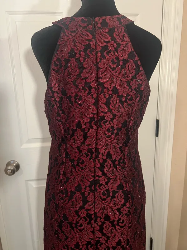 Fancy formal glitter wedding guest dress Red Size M - Image 4
