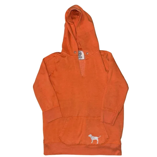 Pink Victoria's Secret Women's Hoodie Size Medium Orange Sequin Details Pockets - Image 3