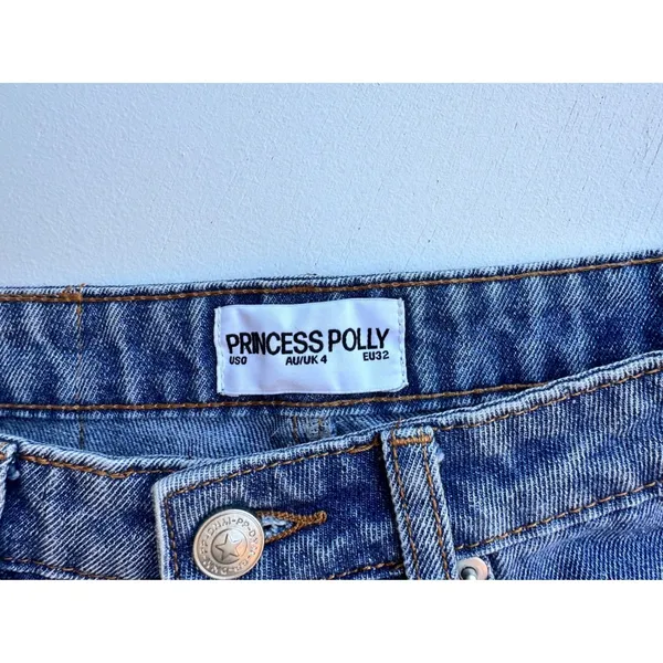 Princess Polly Everlong Jean Mid Blue Wash Wide Leg Mid Rise Denim US 0 - Image 5