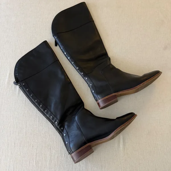 Franco Sarto‎ Roselle Black Leather Studded Tall Riding Boots Womens Size 8M - Image 3