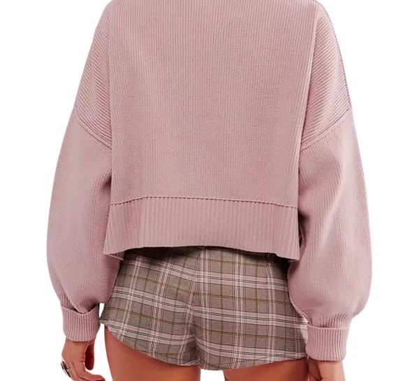 Free people easy street crop pullover in lost petal M - Image 2