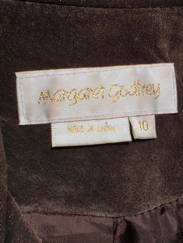 Vintage Margaret Godfrey Leather Suede Jacket Brown 10 - Image 6