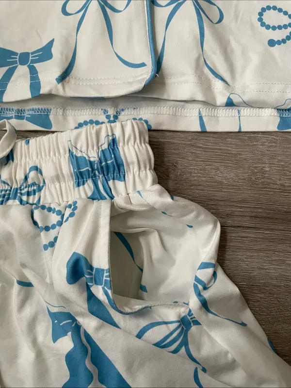 NWT Blue bow pajama set size xs - Image 3