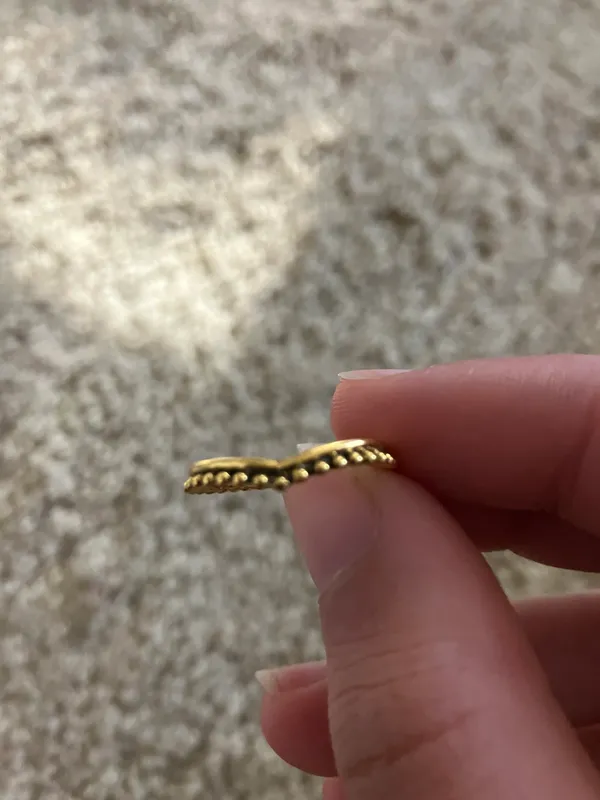 Gold Antique Vintage Textured Stackable V Ring - Image 2