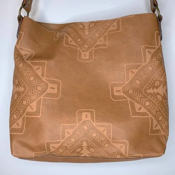 Bohemian Brown‎ Vegan Leather Hobo Shoulder Bag - Image 3