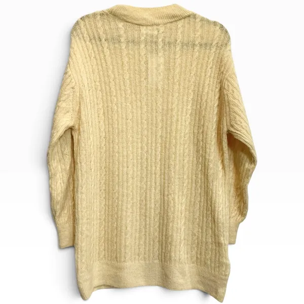 Mango MNG Women Yellow Cable Knit Wool‎ Blend Oversized Mock Neck Sweater M NWT - Image 2