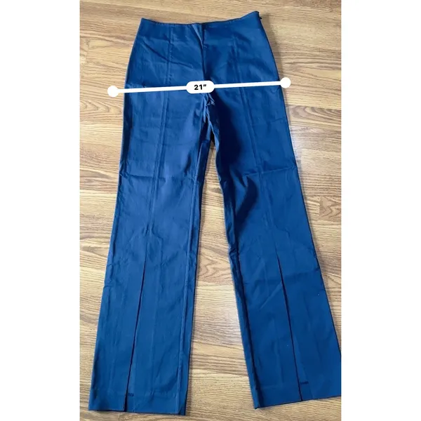 Jonathan Simkhai Midnight Black Front Slit Tailored Pants Small 6 Blue - Image 8