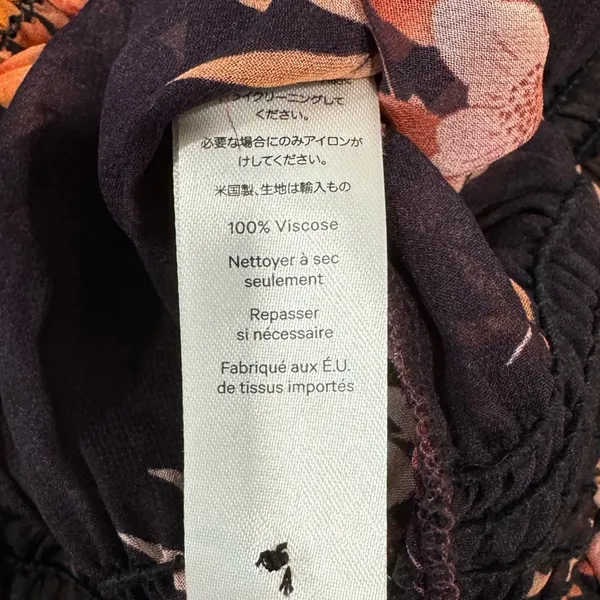 🍁 Warm New York‎ Floral Semi Sheer Neck Tie Blouse Burgundy Long Sleeve Elastic - Image 11