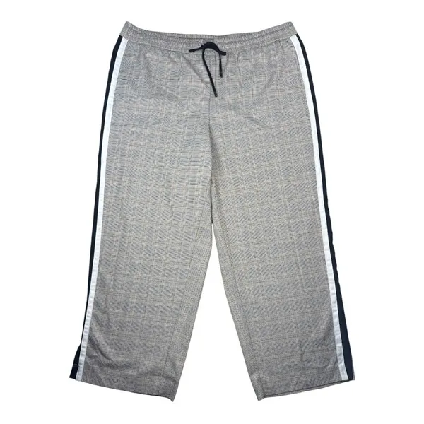 Nine West‎ Wide Leg Plaid Pant Brown Black Side Stripe Drawstring 1X Sporty Chic - Image 2